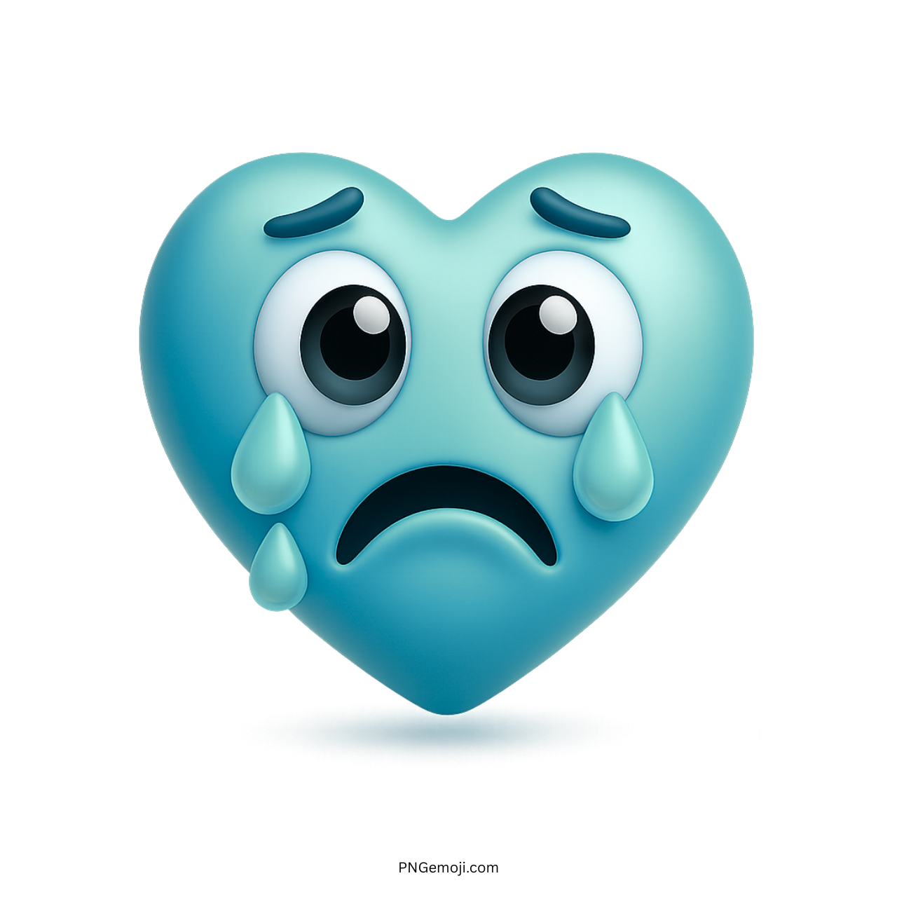 Blue tearful heart emoji with crying face expressing sadness and emotional pain