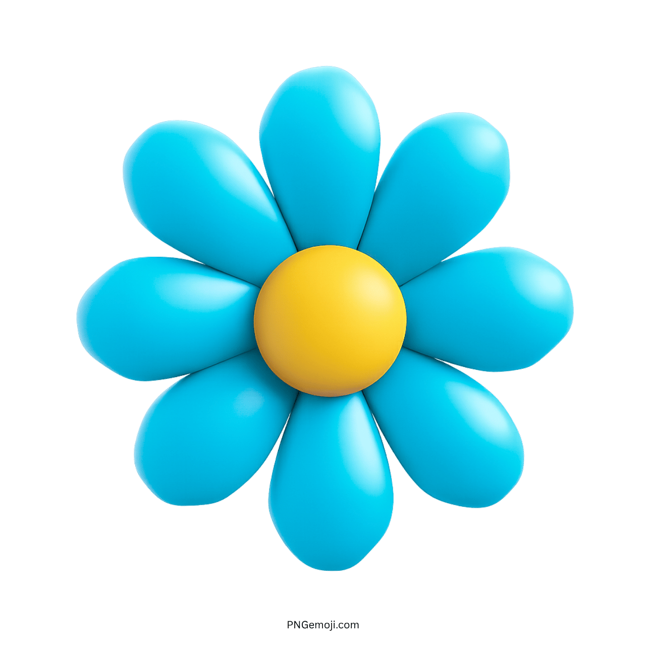 Bright blue and yellow daisy flower clipart with smooth, rounded petals and center