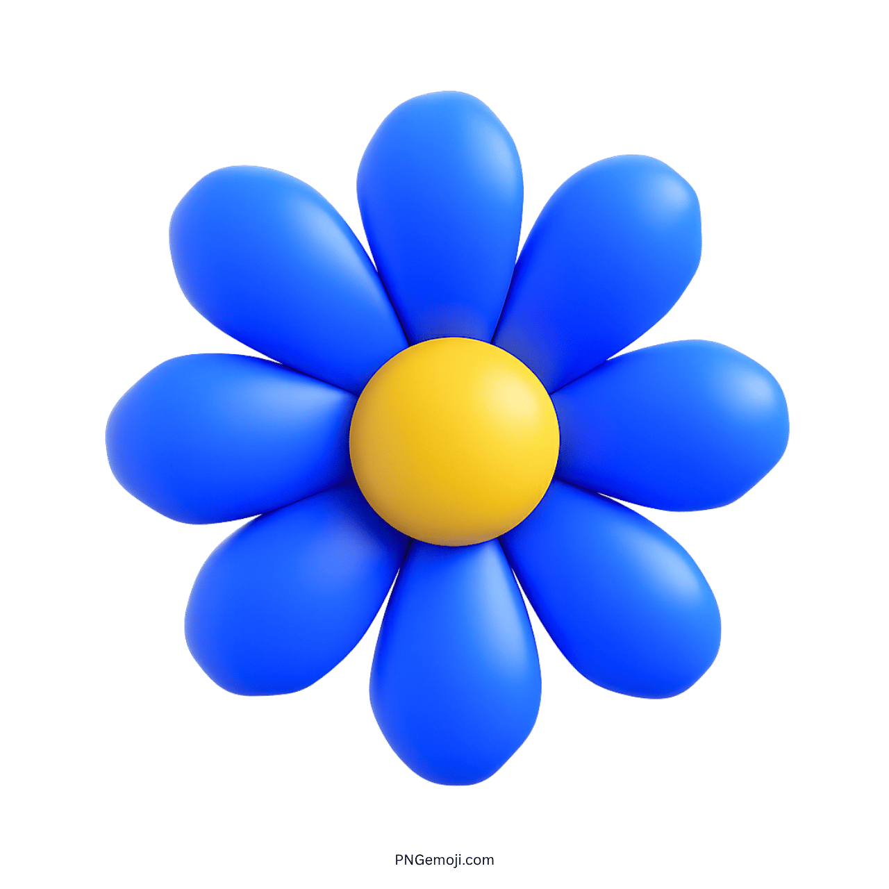 Bright blue and yellow daisy flower clipart with smooth, rounded petals and center