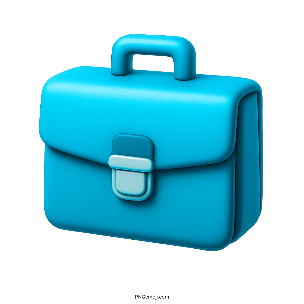 3D briefcase emoji with a handle and clasp on transparent background.