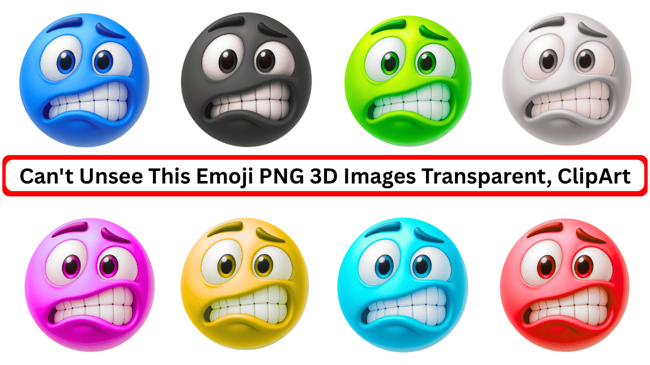 Colorful 3D nervous grimace face emoji pack with transparent background clipart