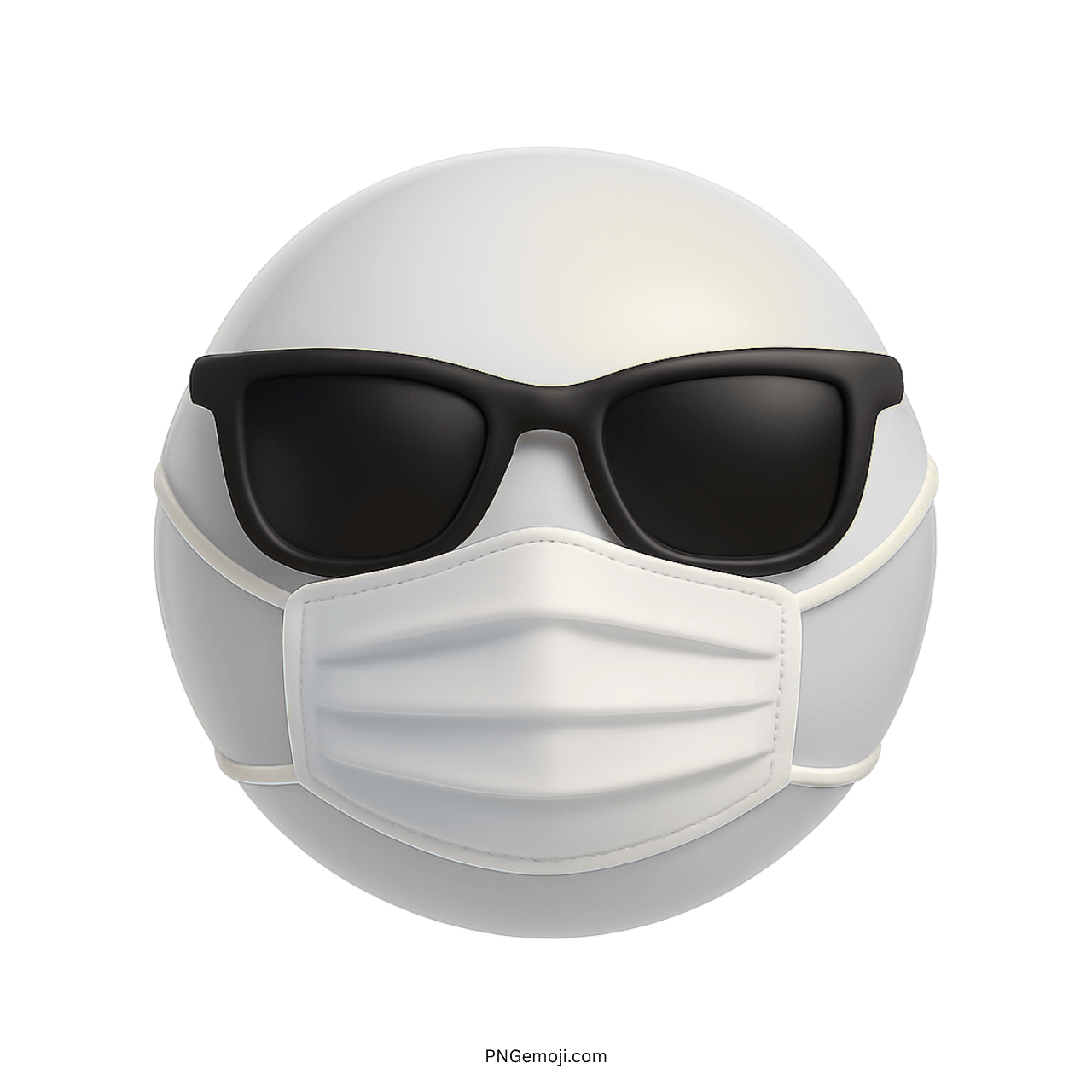 Emoji face with black sunglasses and white face mask showing cool attitude