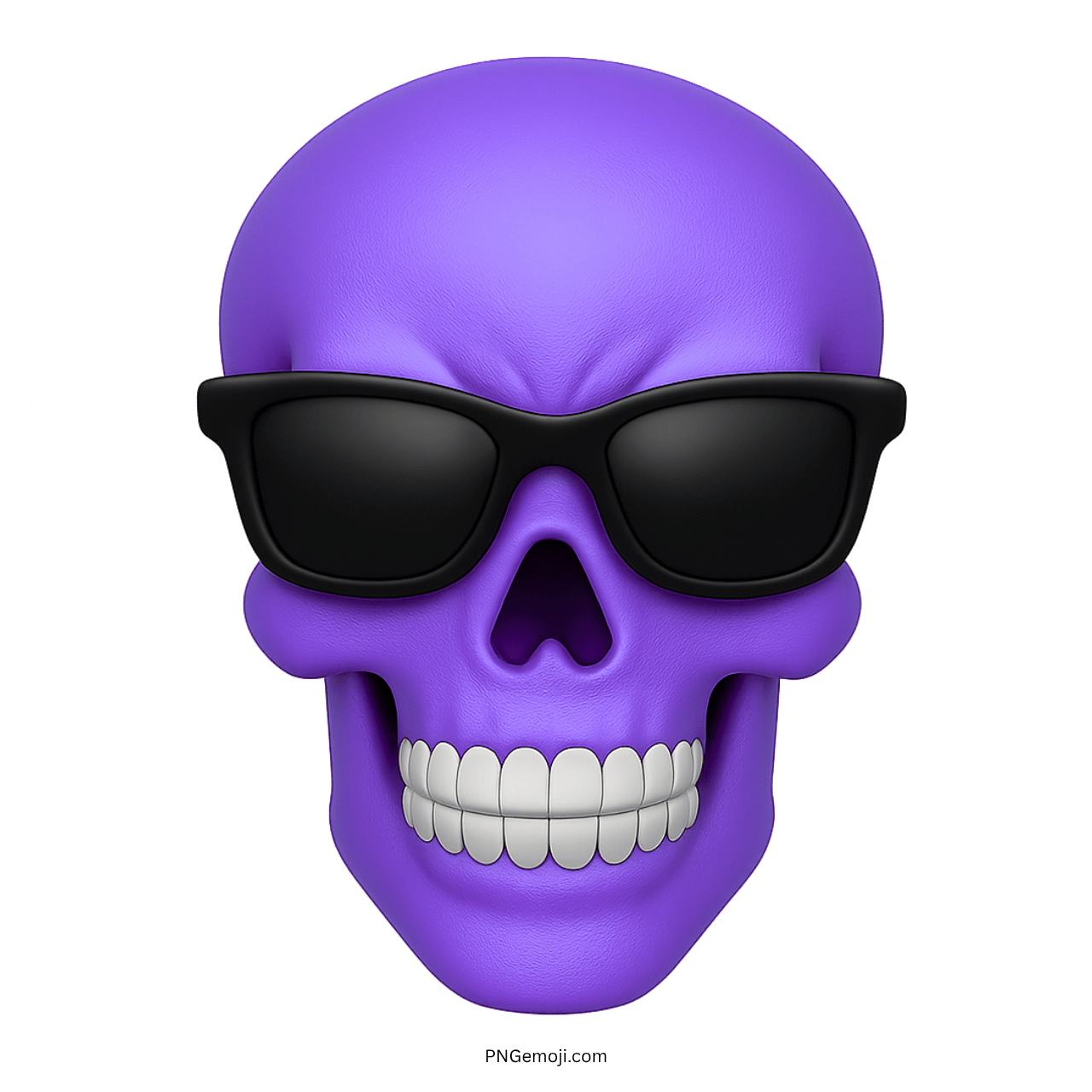 Cool purple skull emoji with sunglasses showing bold and stylish attitude