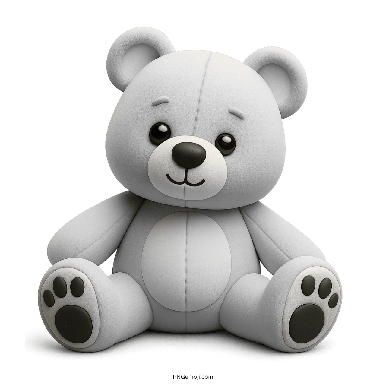 Adorable 3D teddy bear emoji sitting with soft plush texture and big paws
