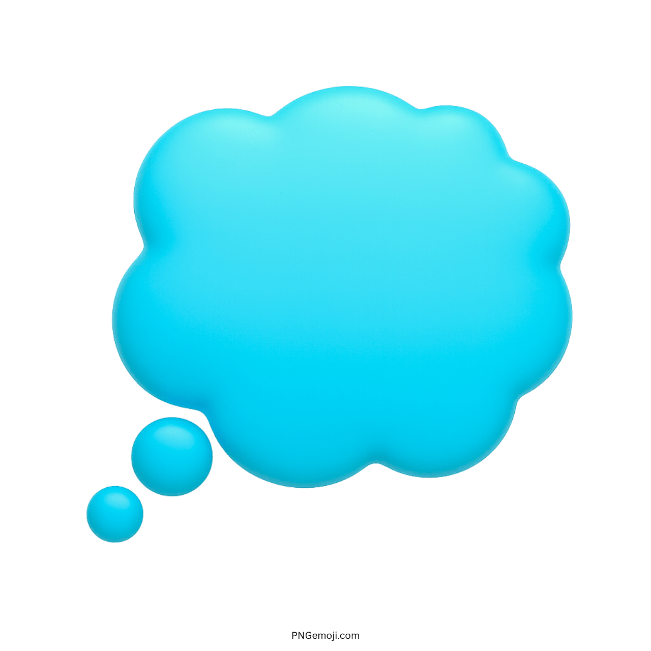 3D cyan thought balloon emoji PNG with bright gradient and transparent background