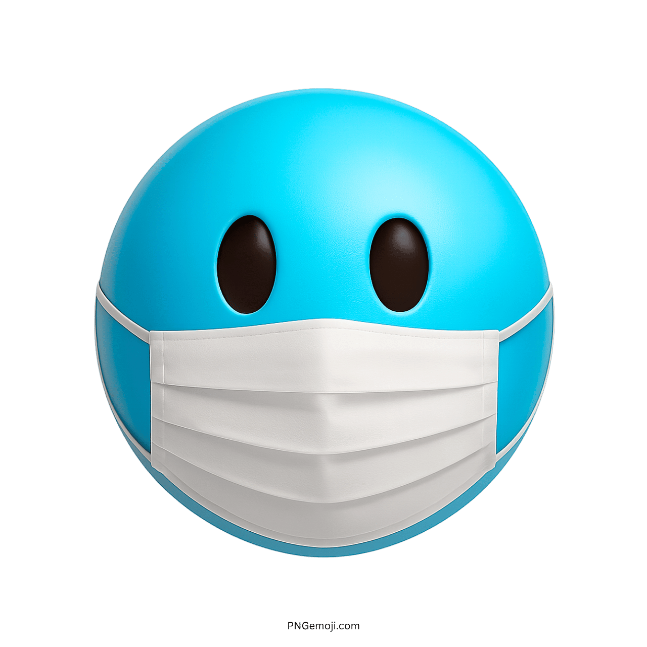 Cyan 3D emoji wearing face mask representing health safety, virus awareness, and cleanliness