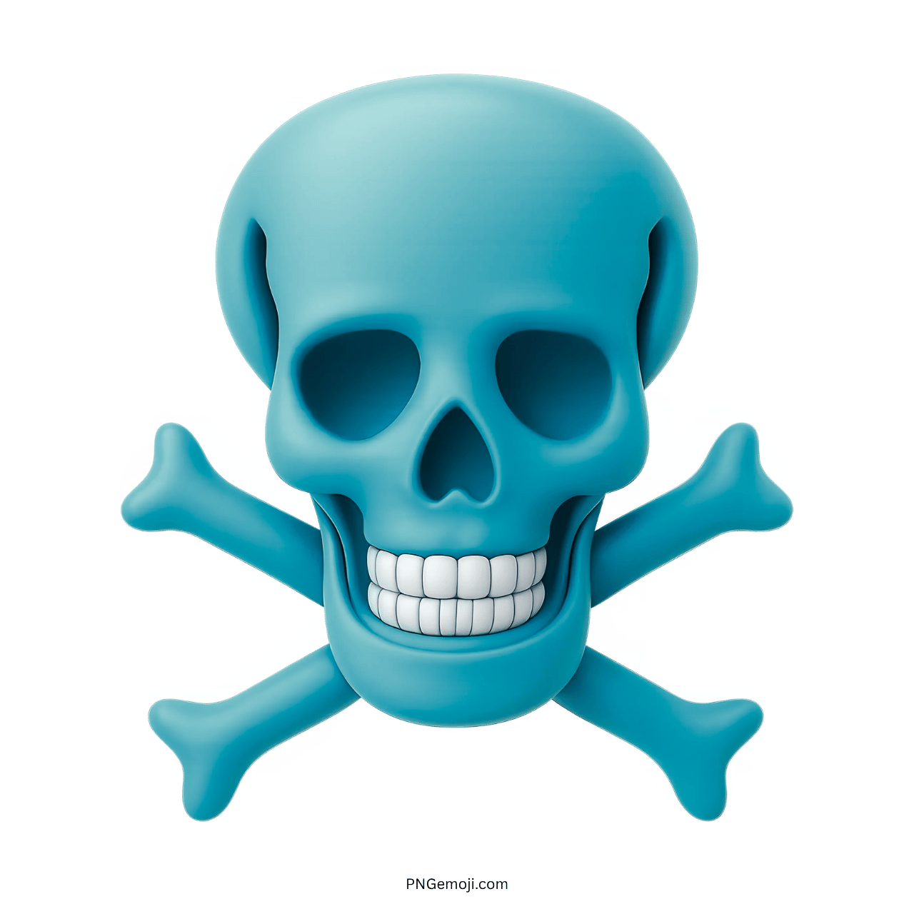Cyan skull and crossbones emoji representing danger, toxic materials, and universal hazardous warnings.