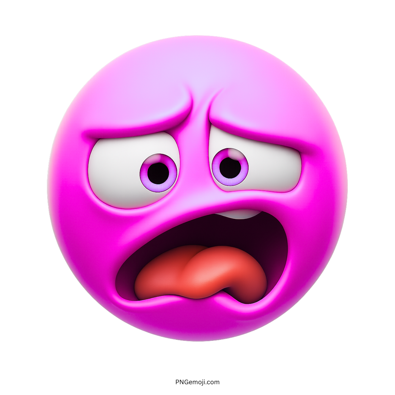 Pink emoji face with bulging eyes and curled tongue showing disgusted expression