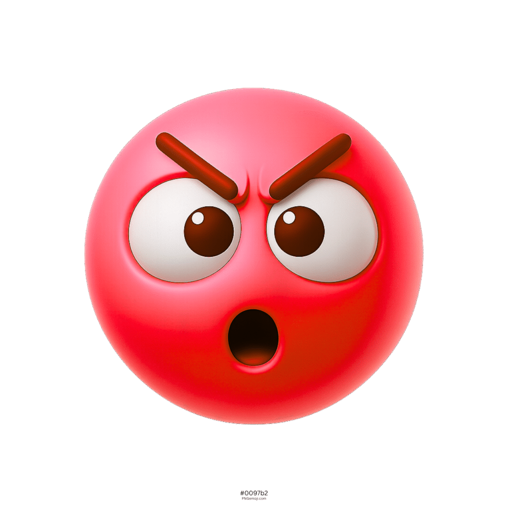 Dumbfound emoji with shocked eyes, open mouth, and angry red face expression