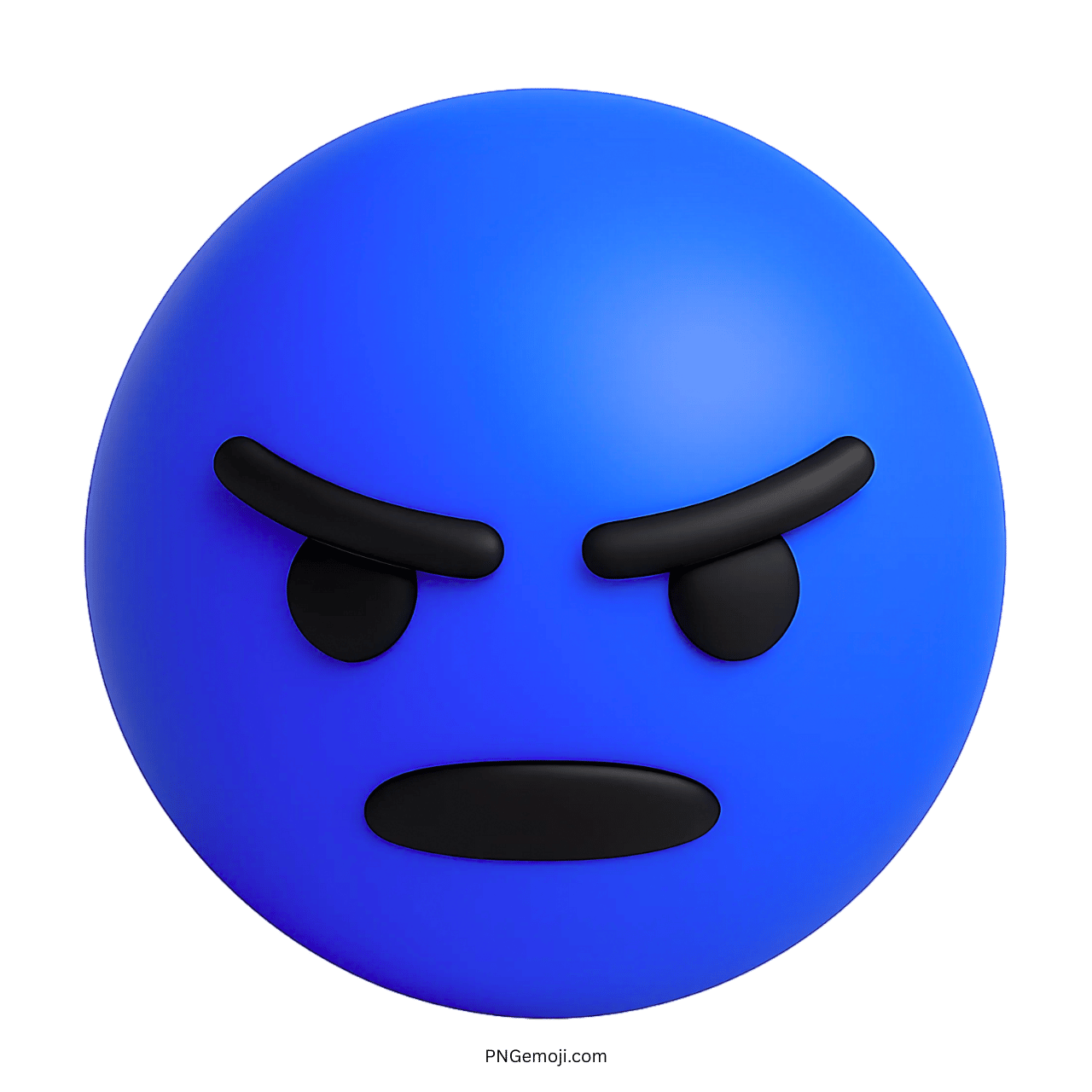 3D Facebook angry emoji with blue face and black frown expression