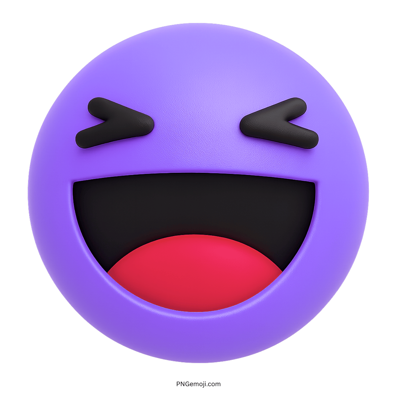 3D purple Facebook haha emoji with big laughing mouth and closed eyes