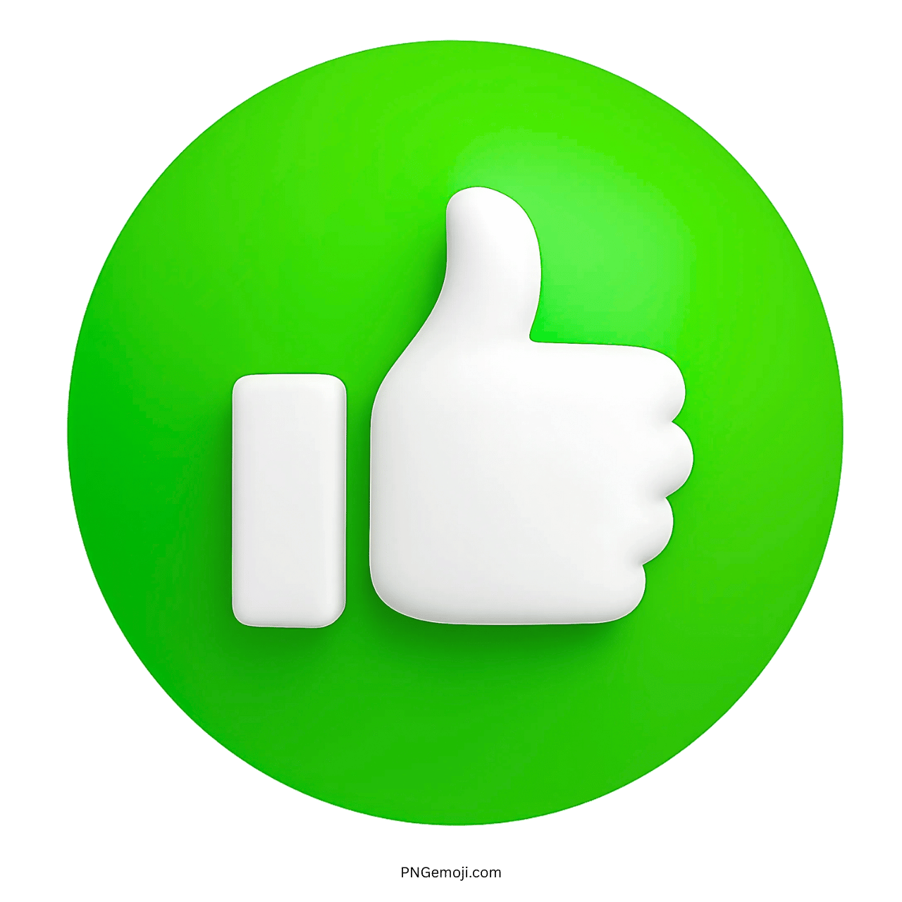 3D white thumbs up emoji icon on bright green circular background