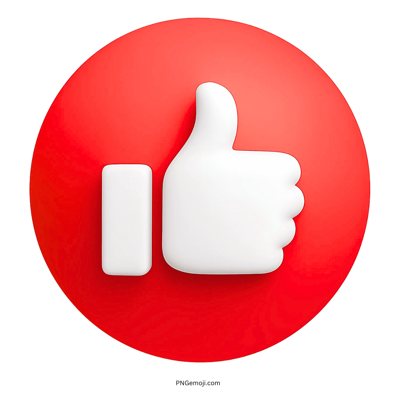 3D white thumbs up emoji icon on bold red circular background