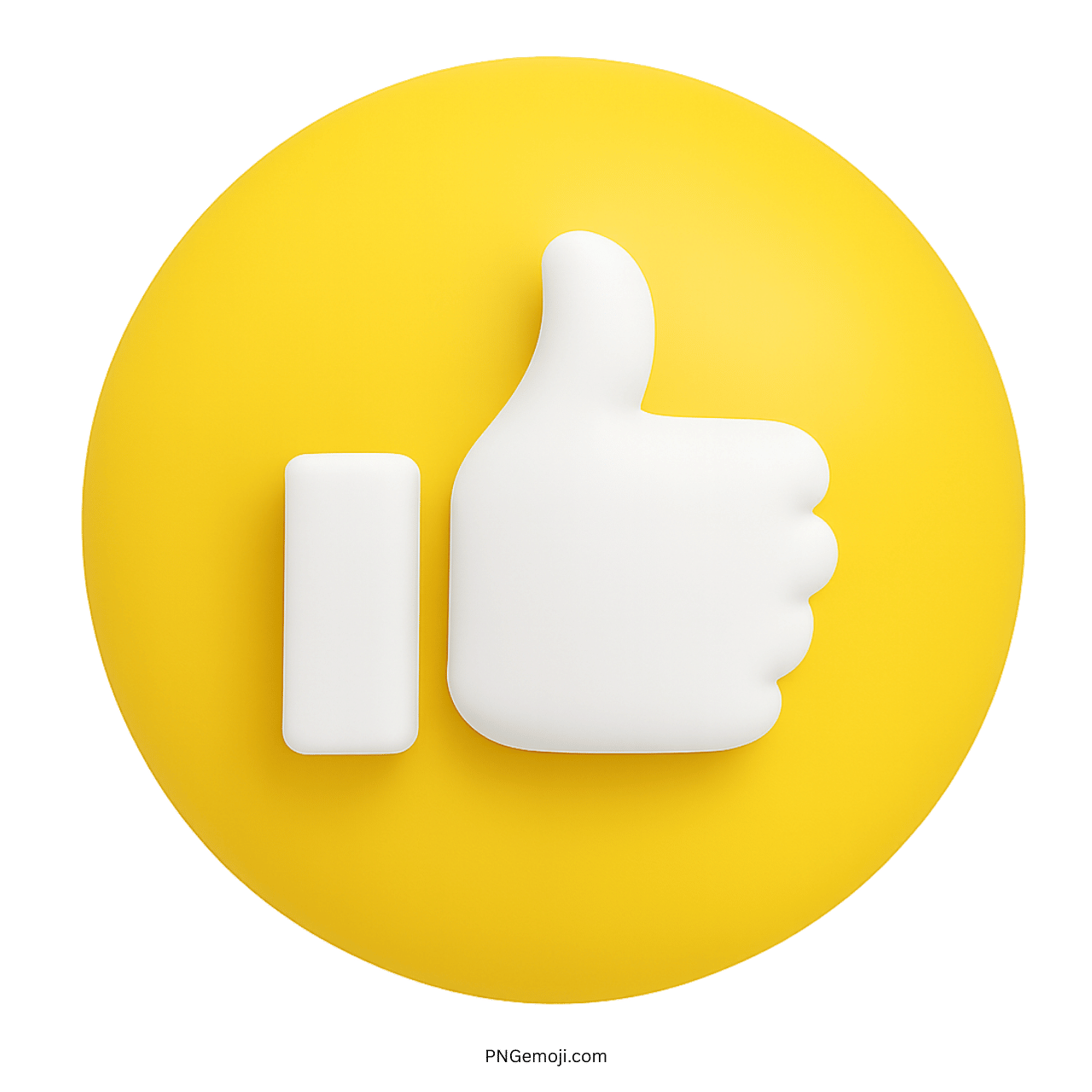 3D white thumbs up emoji icon on bright yellow circular background