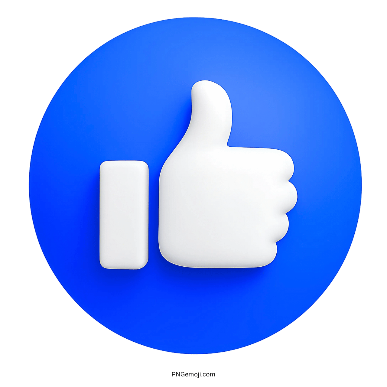 3D white thumbs up Facebook like emoji icon on blue circular background