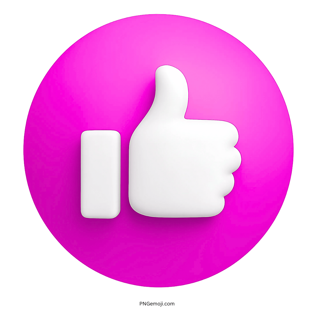3D white thumbs up emoji icon on pink background Facebook like symbol image