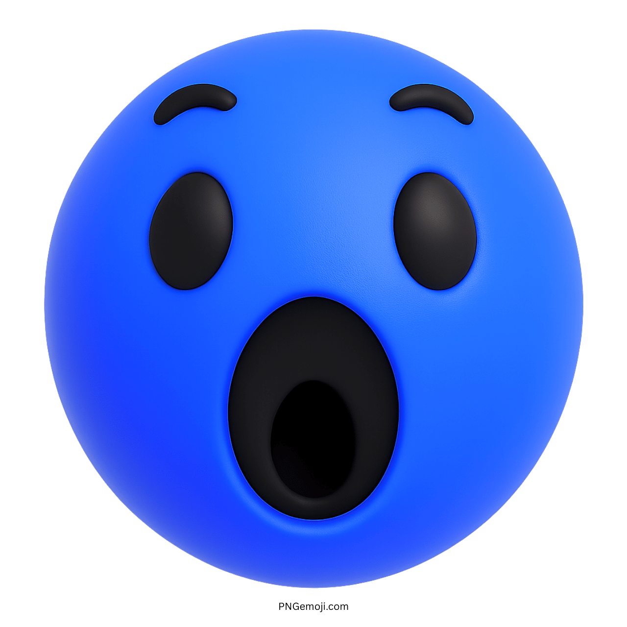 3D Facebook Wow emoji with shocked face and blue color expression style
