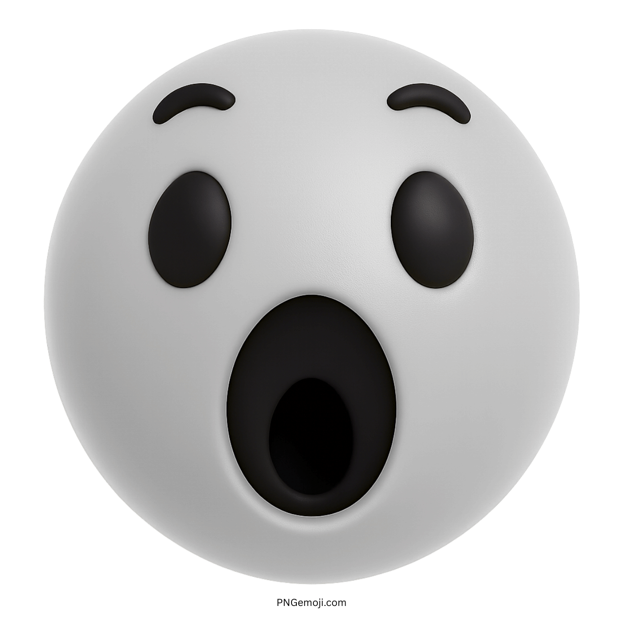3D white Facebook Wow emoji with shocked facial reaction and black features