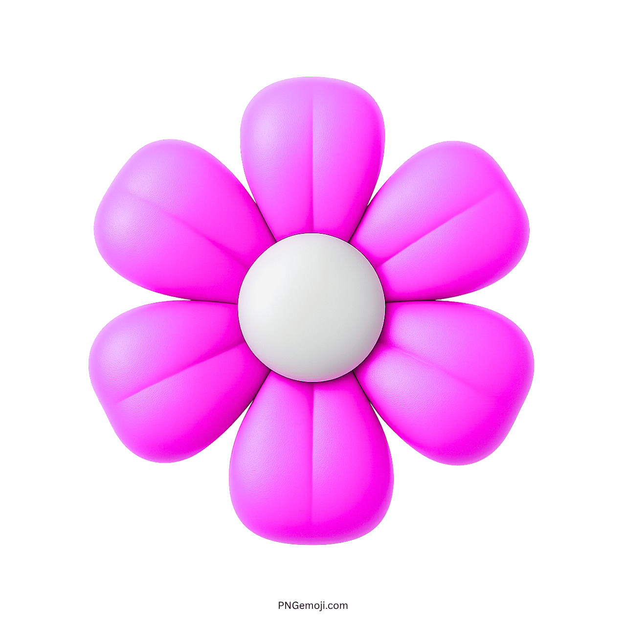  3D pink flower icon with a white center and rounded petals