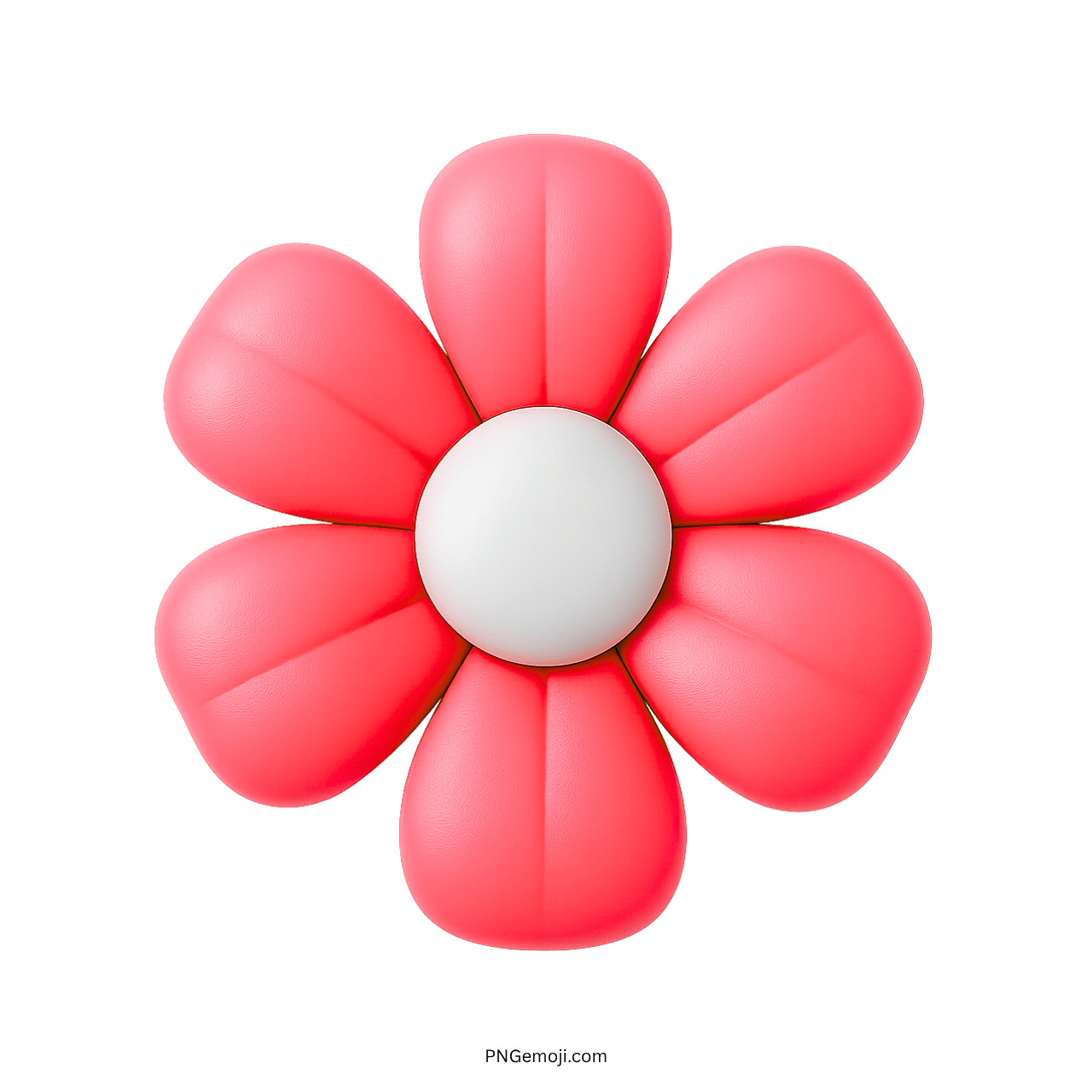 3D pink flower icon with a white center and rounded petals