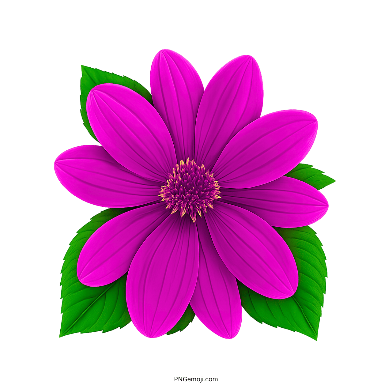 Vibrant purple flower with large petals and green leaves, symbolizing spring.