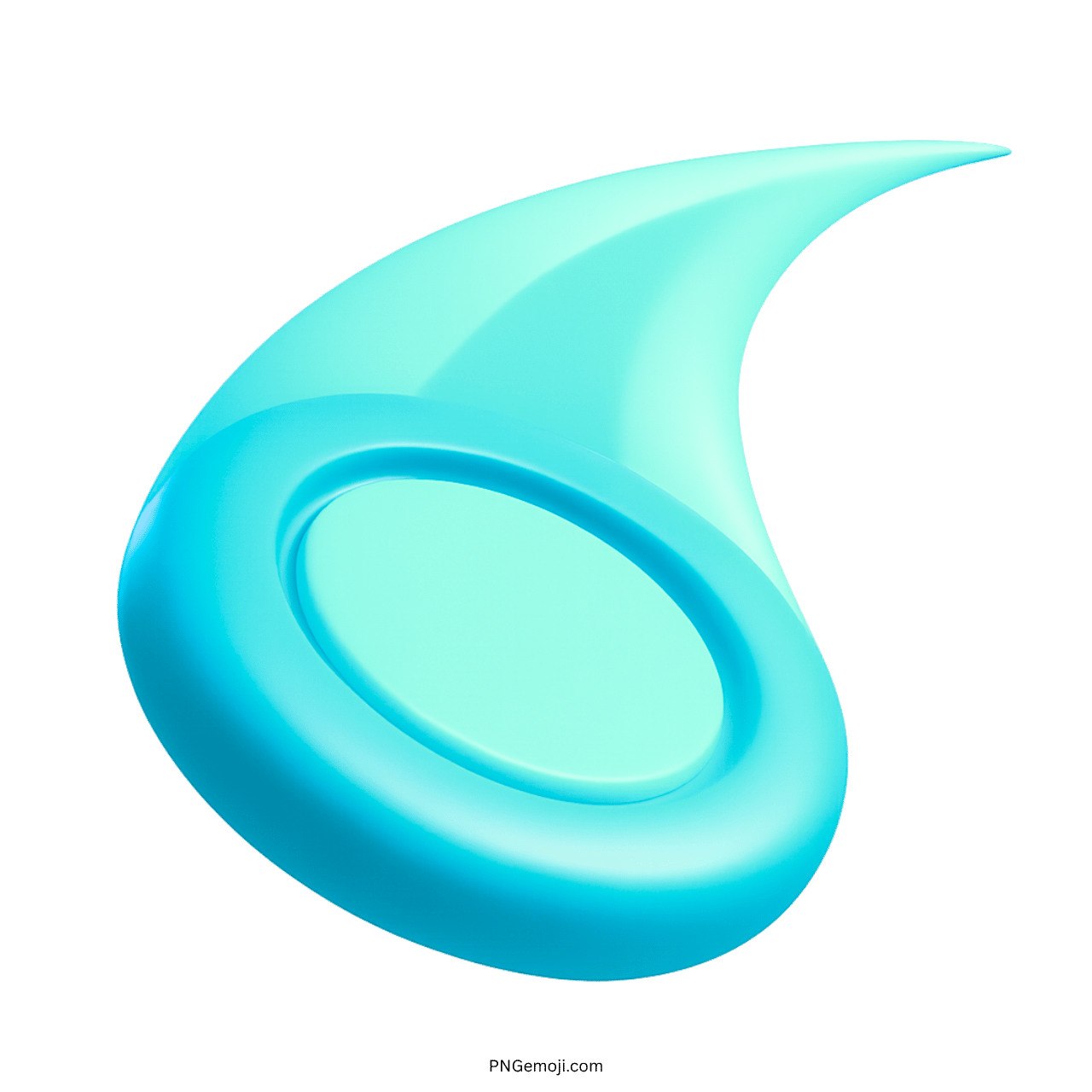 3D cyan flying disc emoji with sleek, modern design and transparent background