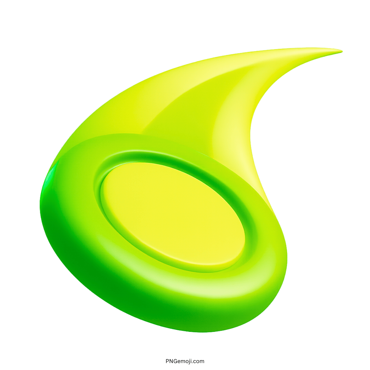 3D green flying disc emoji with sleek, modern design and transparent background