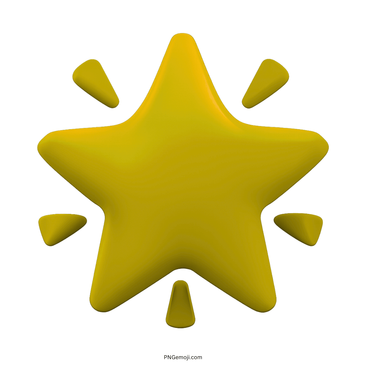 3D glowing star emoji with a shiny yellow appearance, transparent background