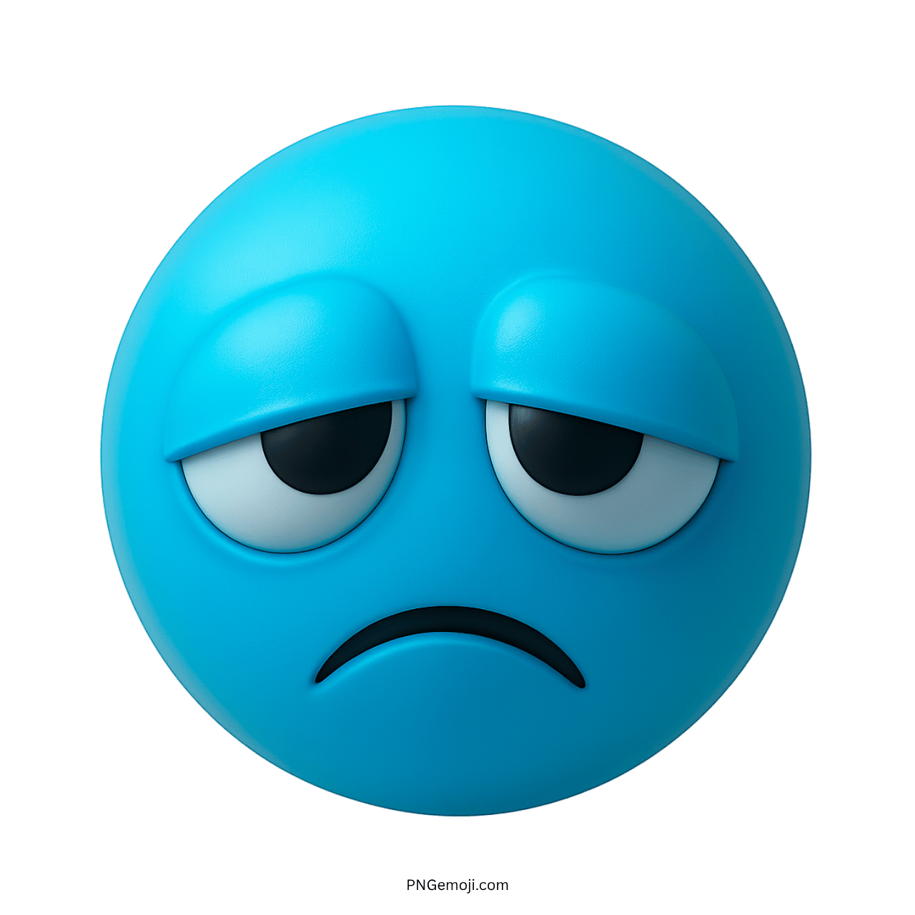 Goofy Ahh Sad Emoji with a blue sad face and droopy eyes