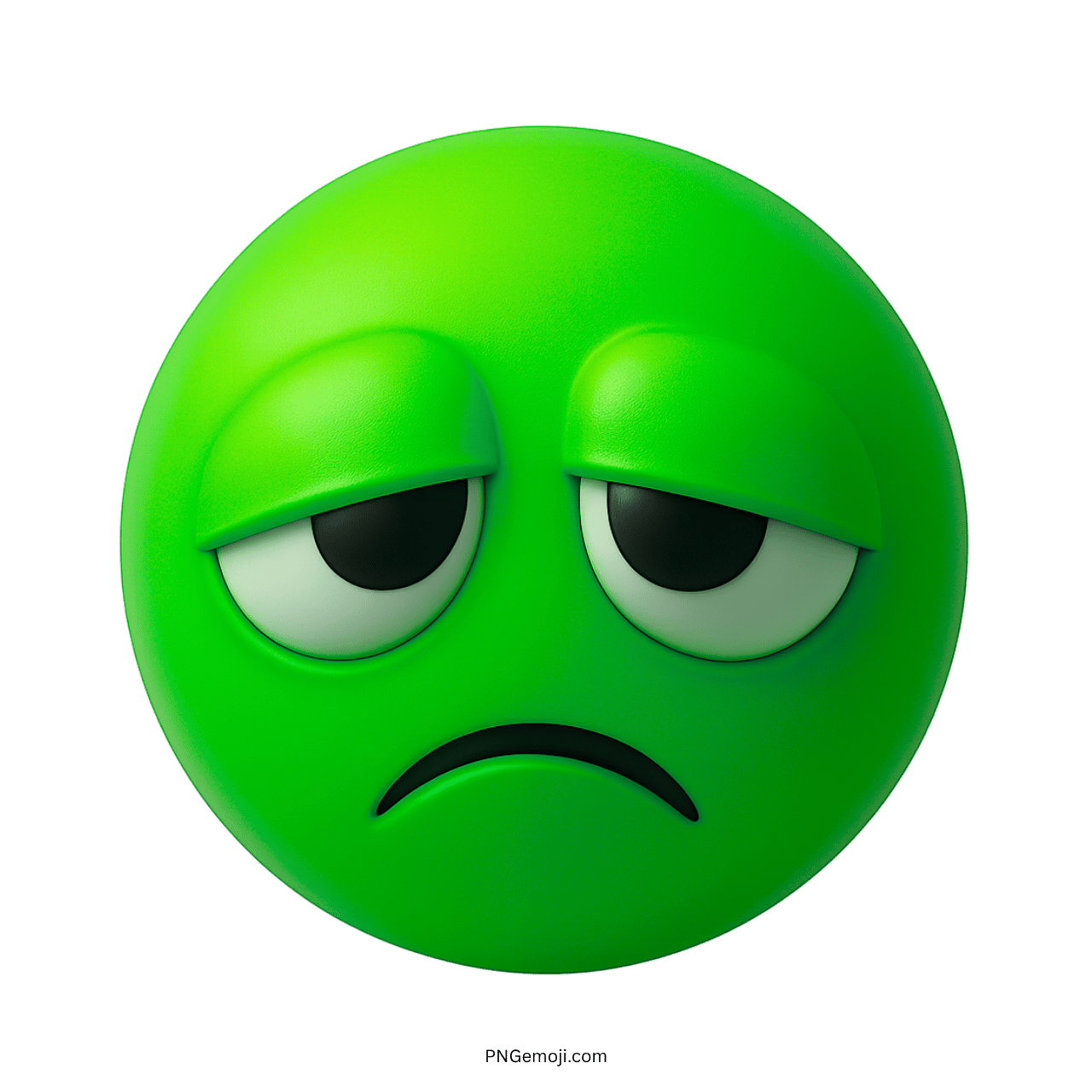 Goofy Ahh Sad Emoji with a green sad face and droopy eyes