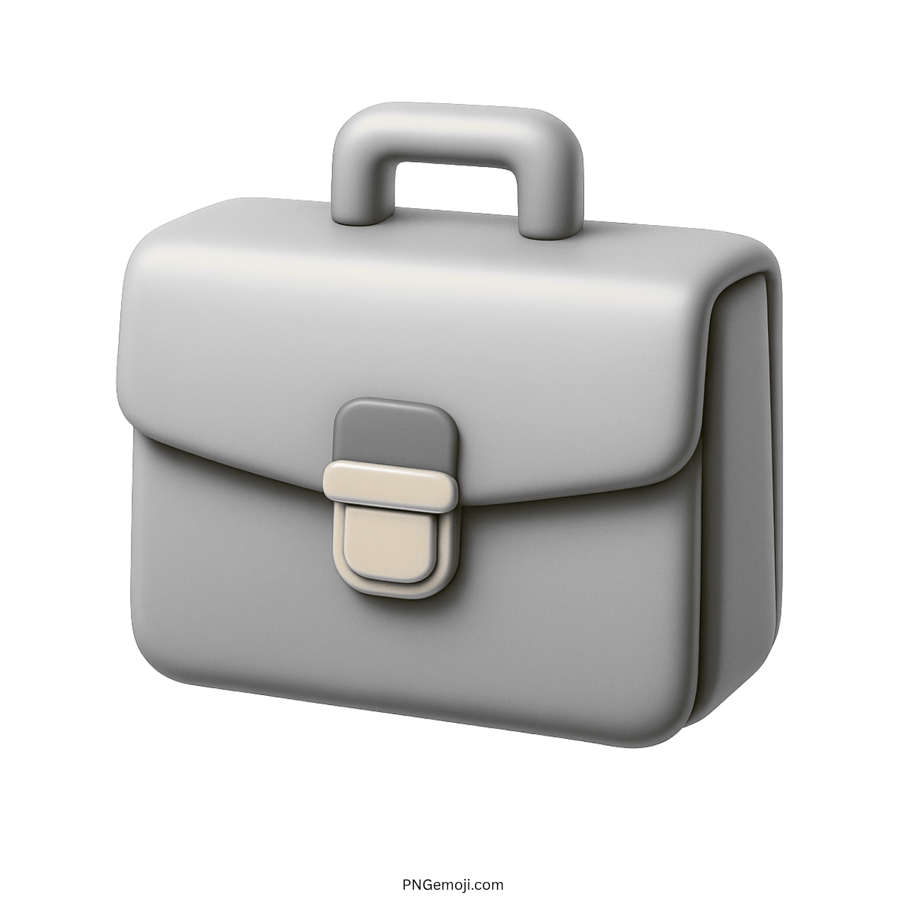 3D gray briefcase emoji with a handle and clasp on a transparent background.