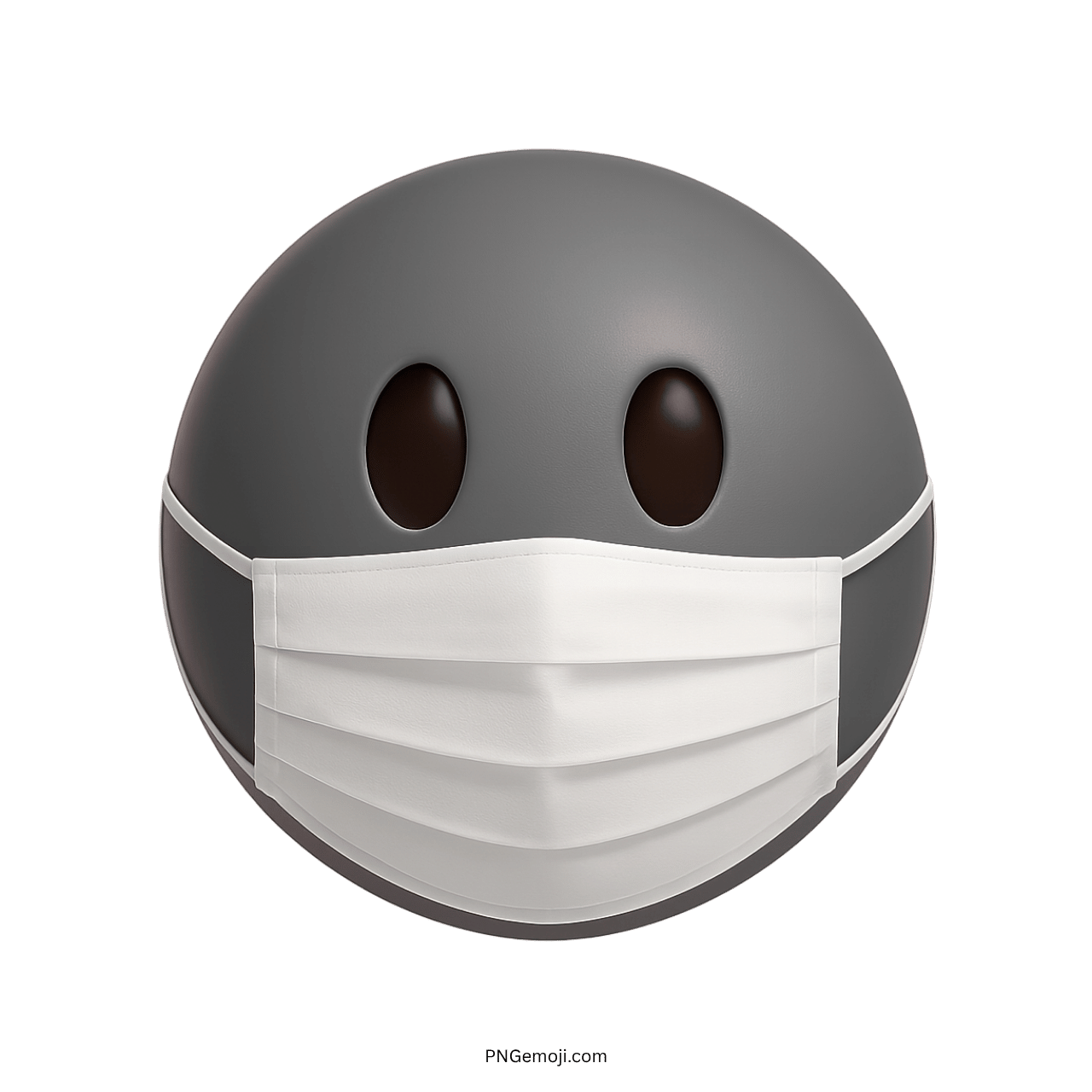 Gray 3D emoji character with medical mask symbolizing health safety and virus protection
