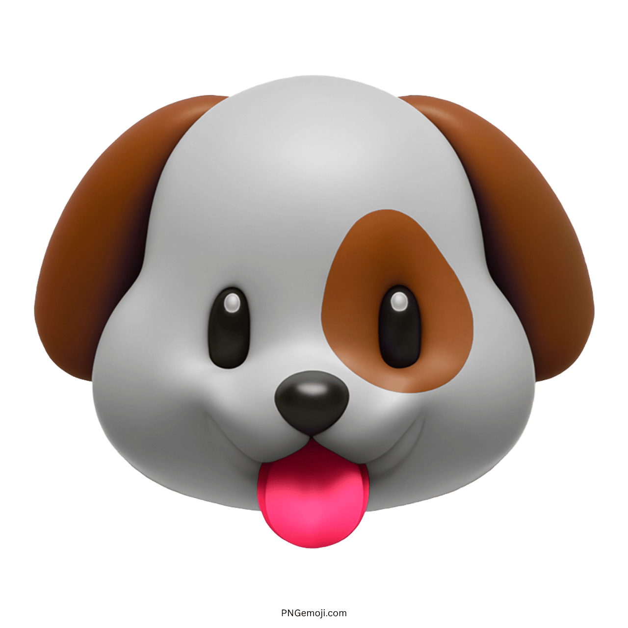 Cute gray dog face emoji with brown ears and a tongue sticking out.
