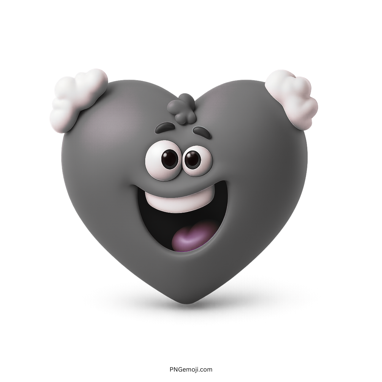 Gray grandpa heart emoji with smiling face and fluffy white hair tufts