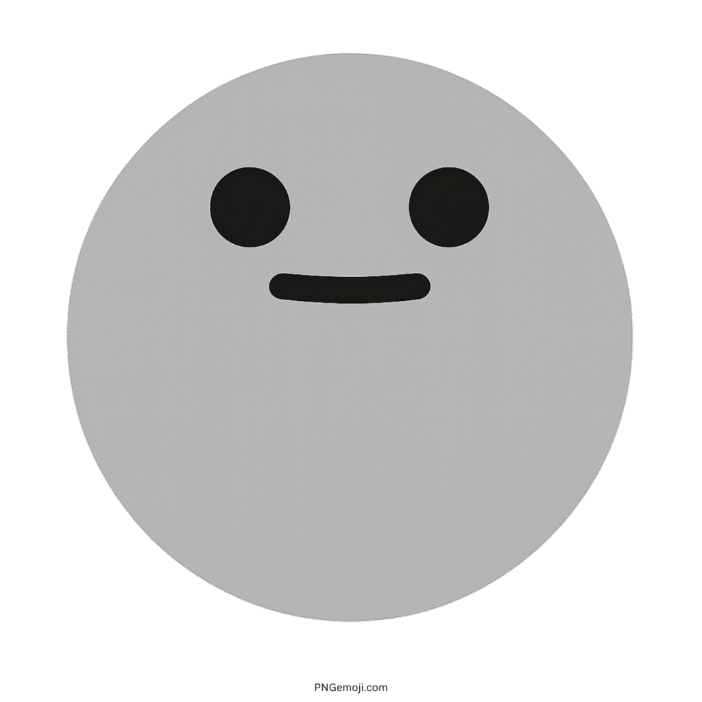 Gray smile TikTok emoji face with minimal expression and transparent background PNG