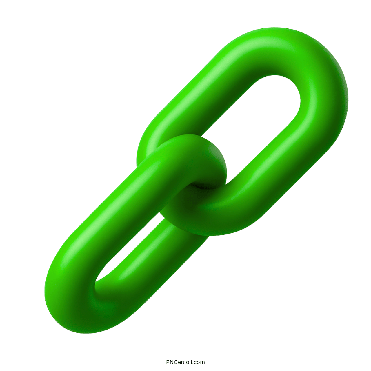 Glossy green 3D link emoji representing digital connection, hyperlink, or chain icon