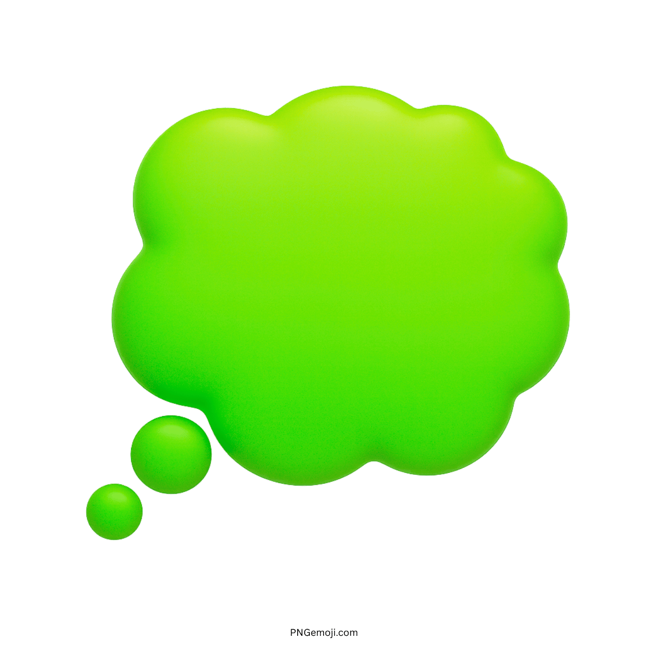 3D green thought balloon emoji PNG with clean edges and transparent background design