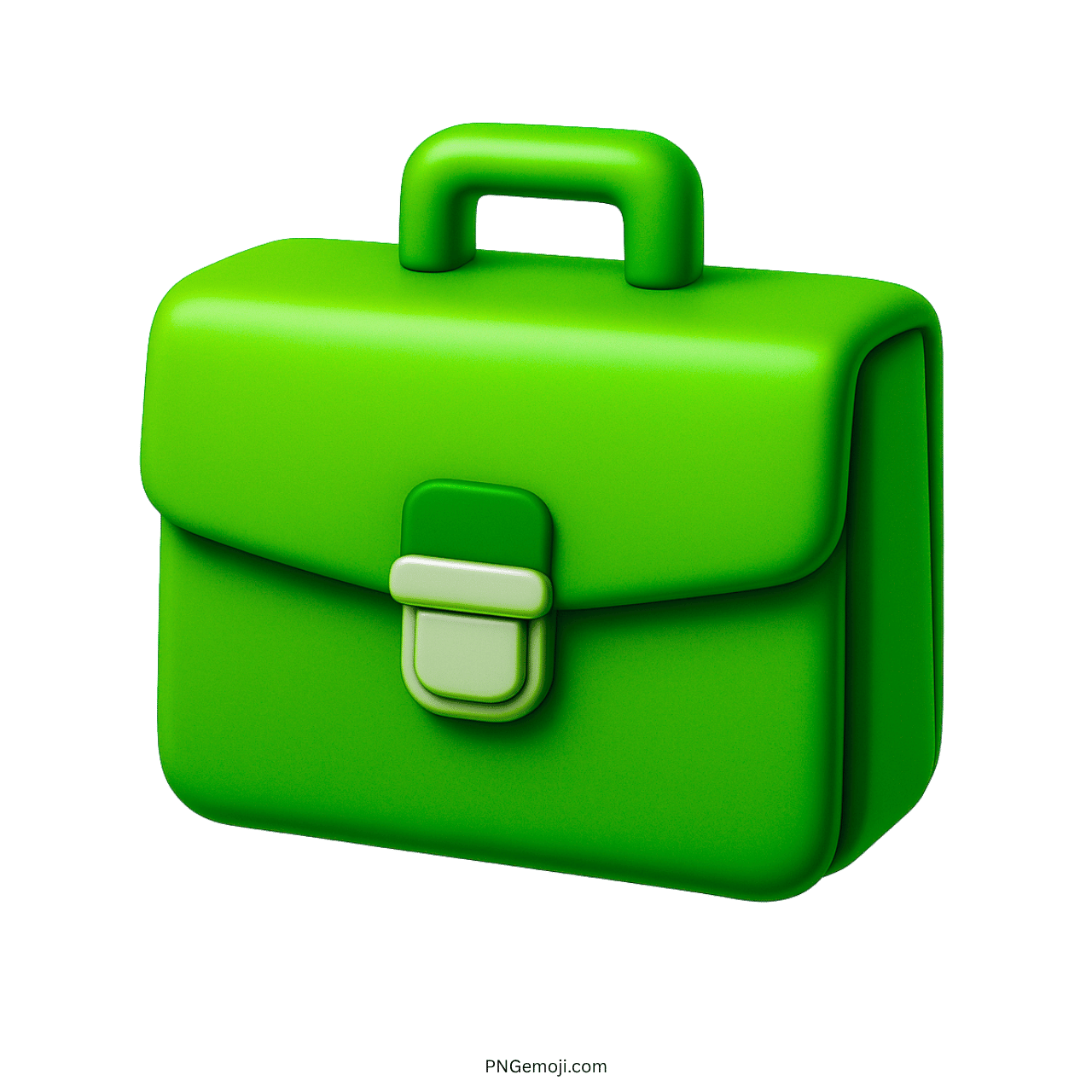 3D green briefcase emoji with a handle and clasp on a transparent background.