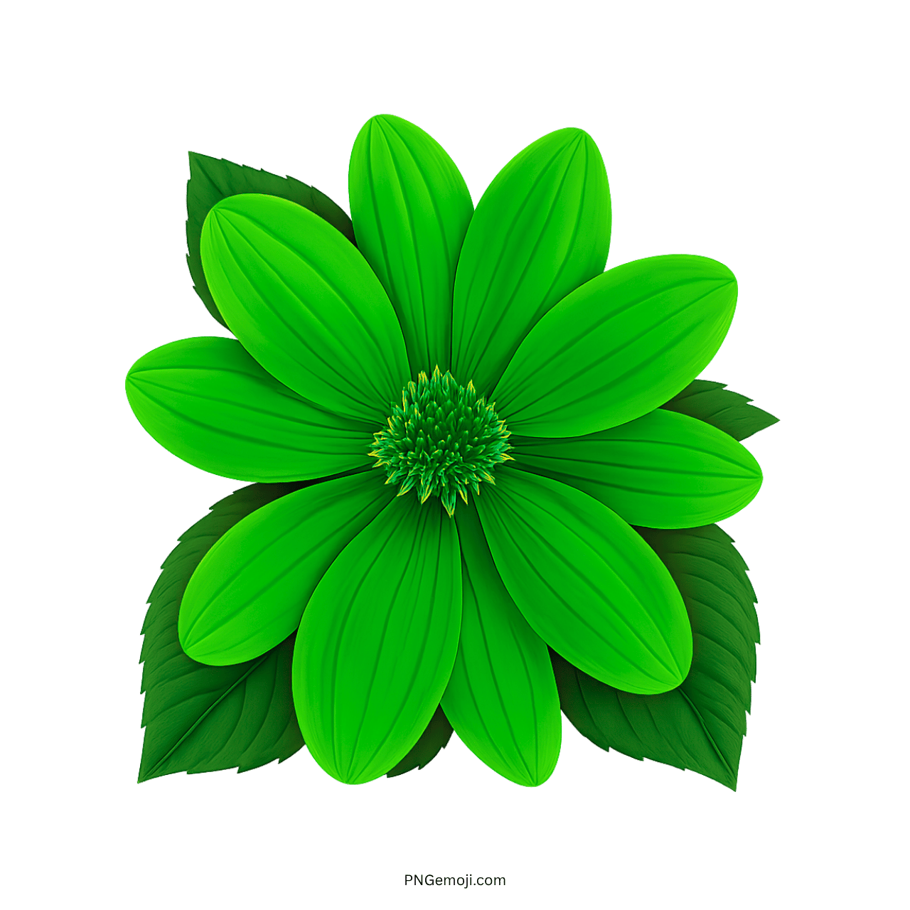  Lush green flower with vibrant green leaves in a spring emoji style