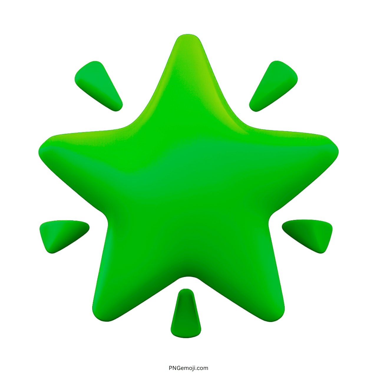 3D green glowing star emoji with sparkles, transparent background