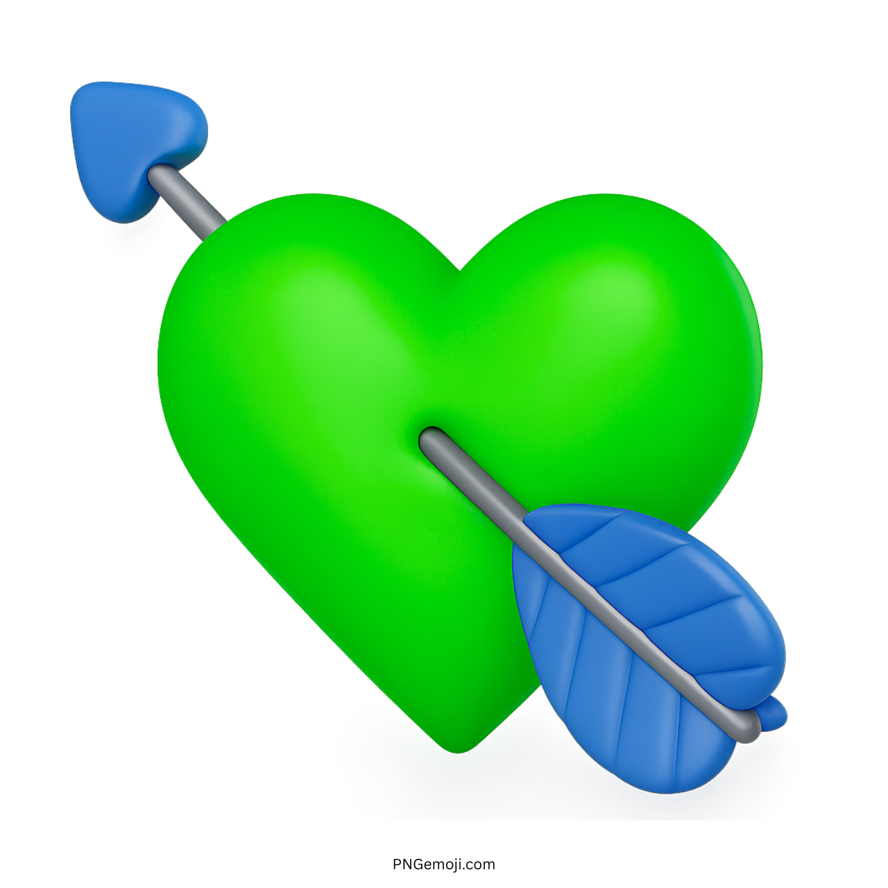 Green heart emoji with blue arrow symbolizing healthy love, growth, or fresh feelings