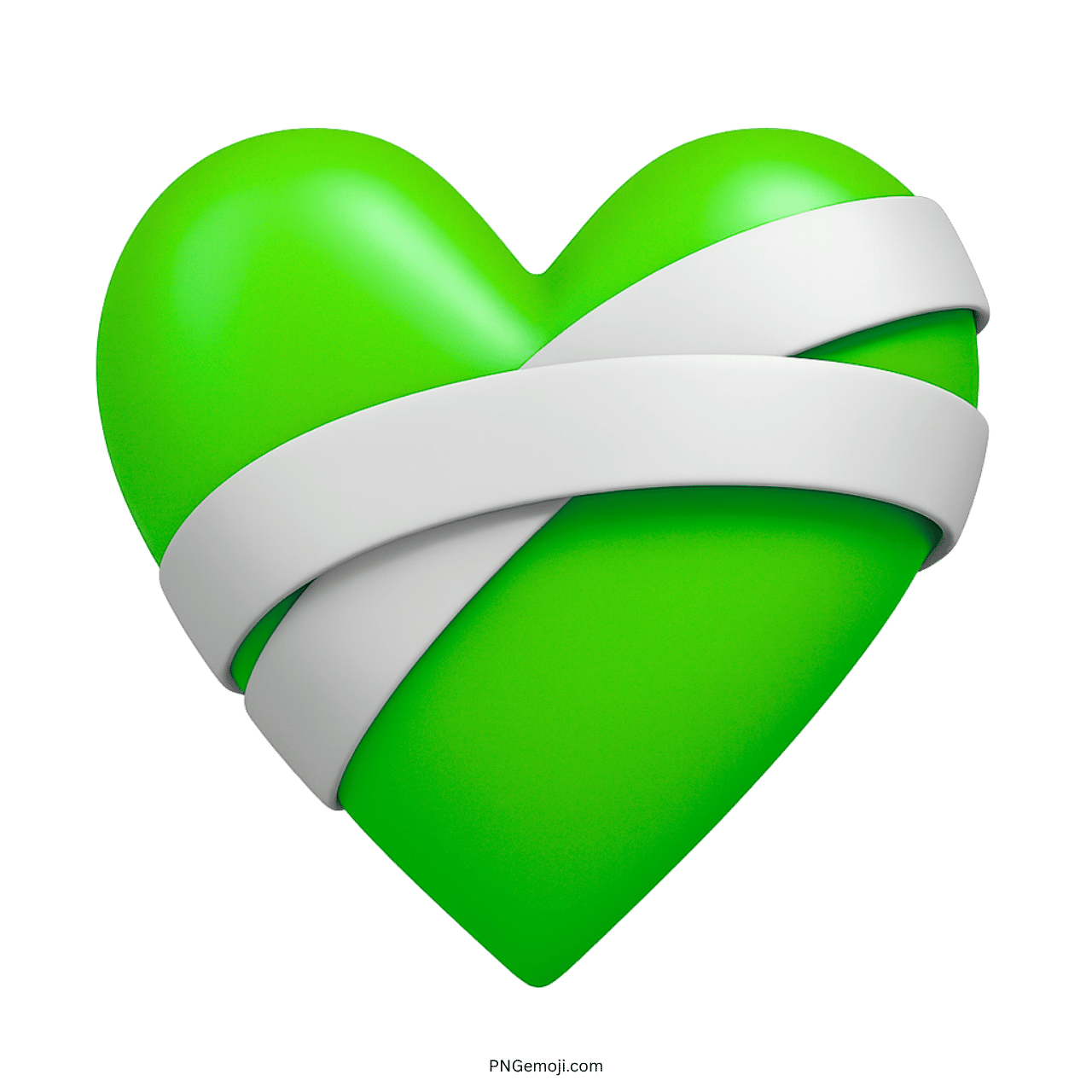 Green heart emoji wrapped in white bandages representing healing, renewal, and personal growth