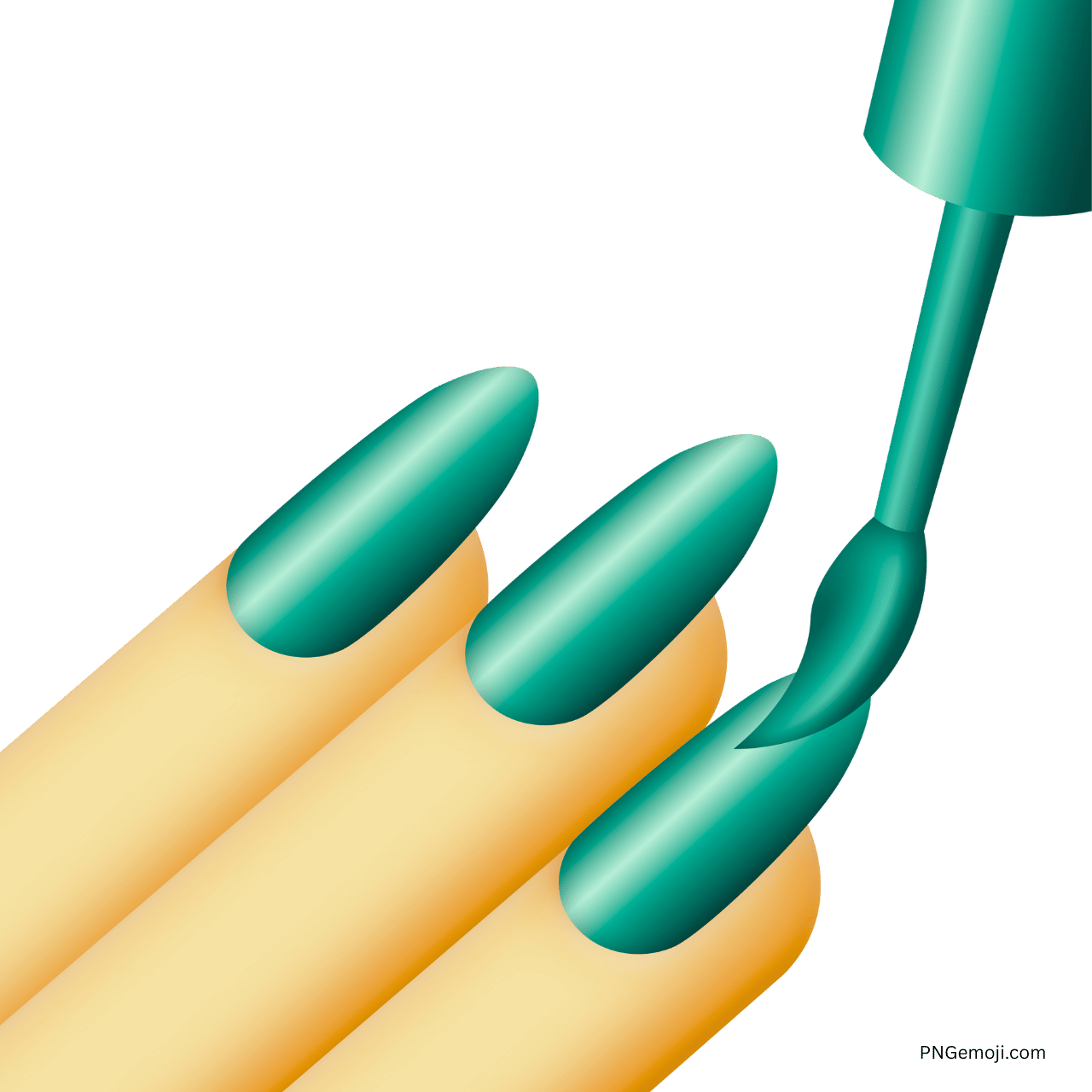 3D green nail polish emoji showing glossy teal nails in manicure session