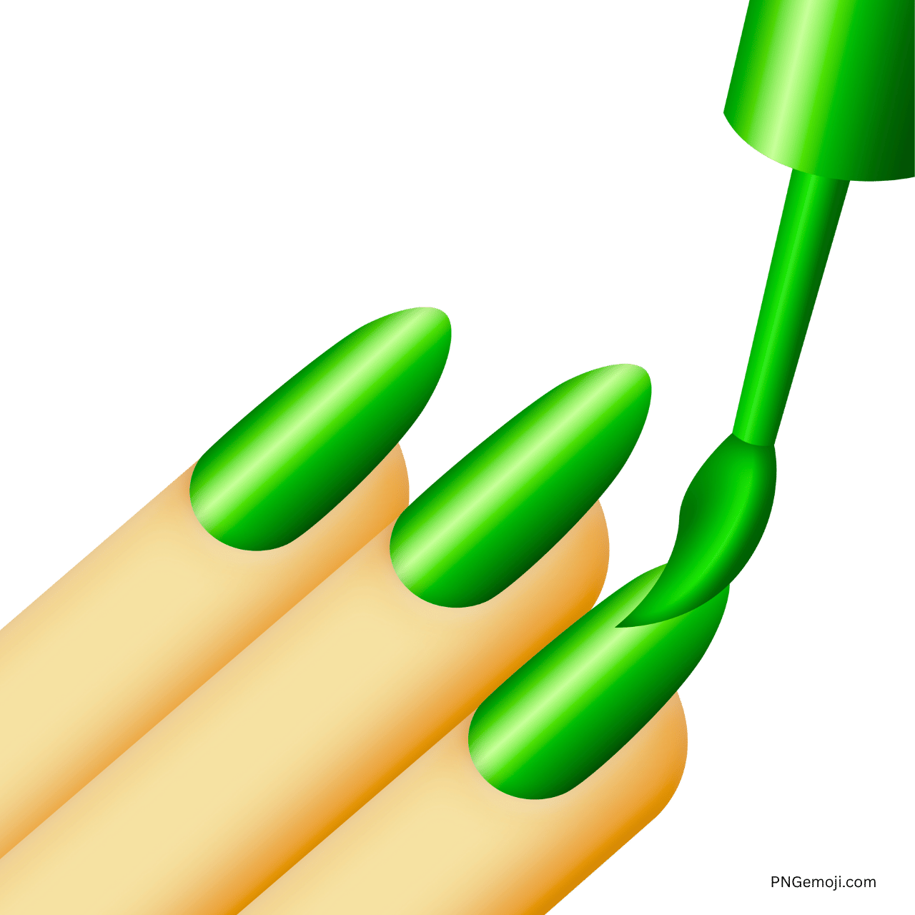 3D green nail polish emoji showing glossy manicure in vibrant eco-friendly shade