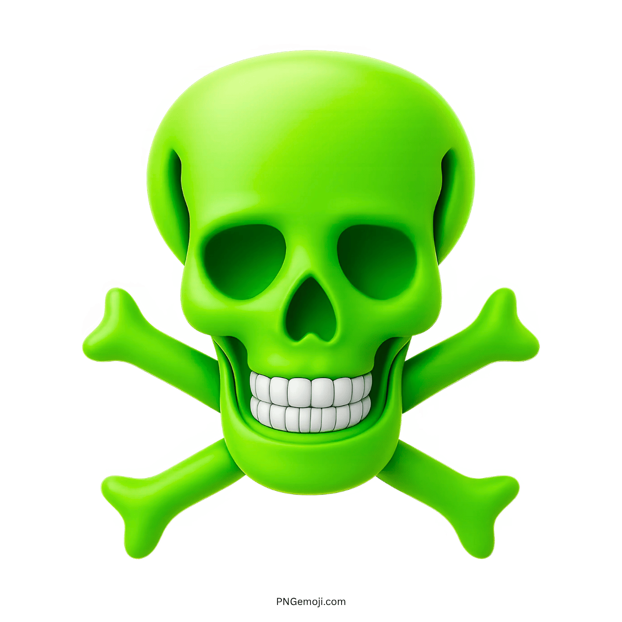 Bright green skull and crossbones emoji representing toxic poison, danger, and hazardous warning.