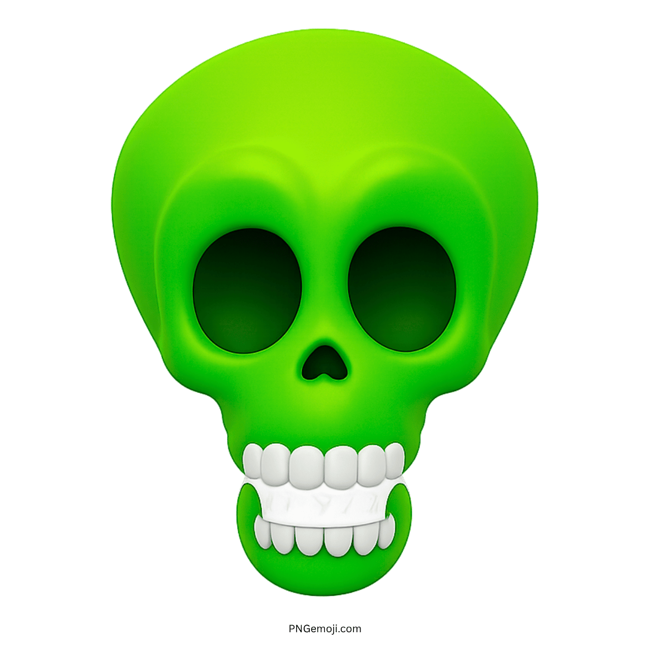3D green shocked skull emoji with wide eyes and teeth for funny expressions