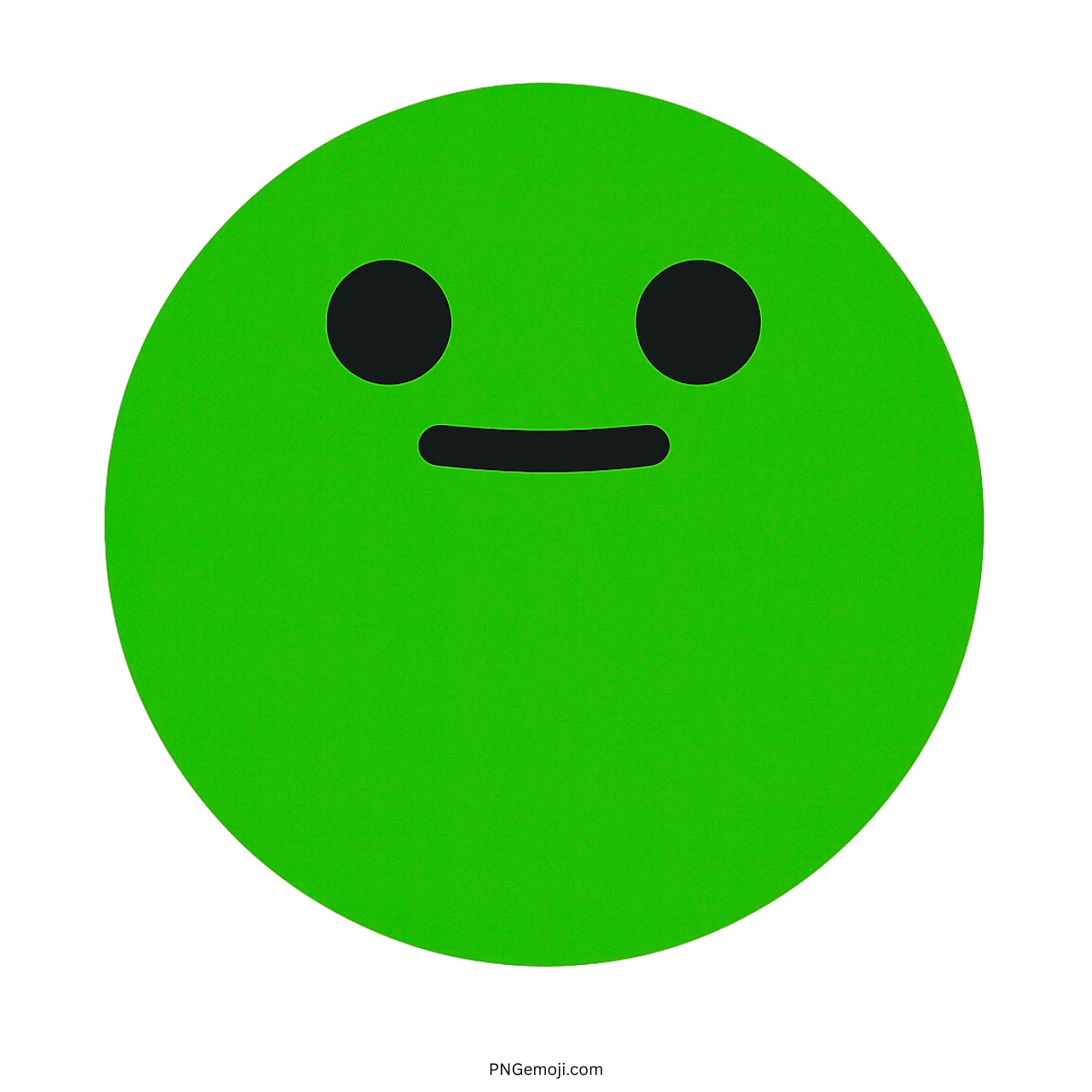 Green smile TikTok emoji face with minimal expression and transparent background PNG