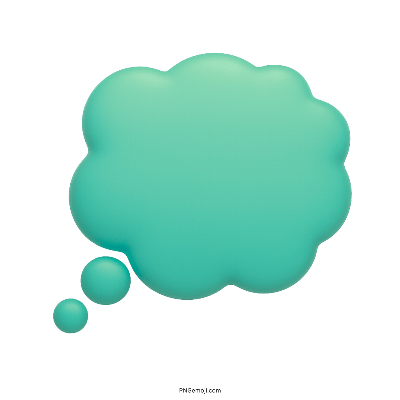 Green 3D thought balloon emoji PNG with comic bubble and transparent background