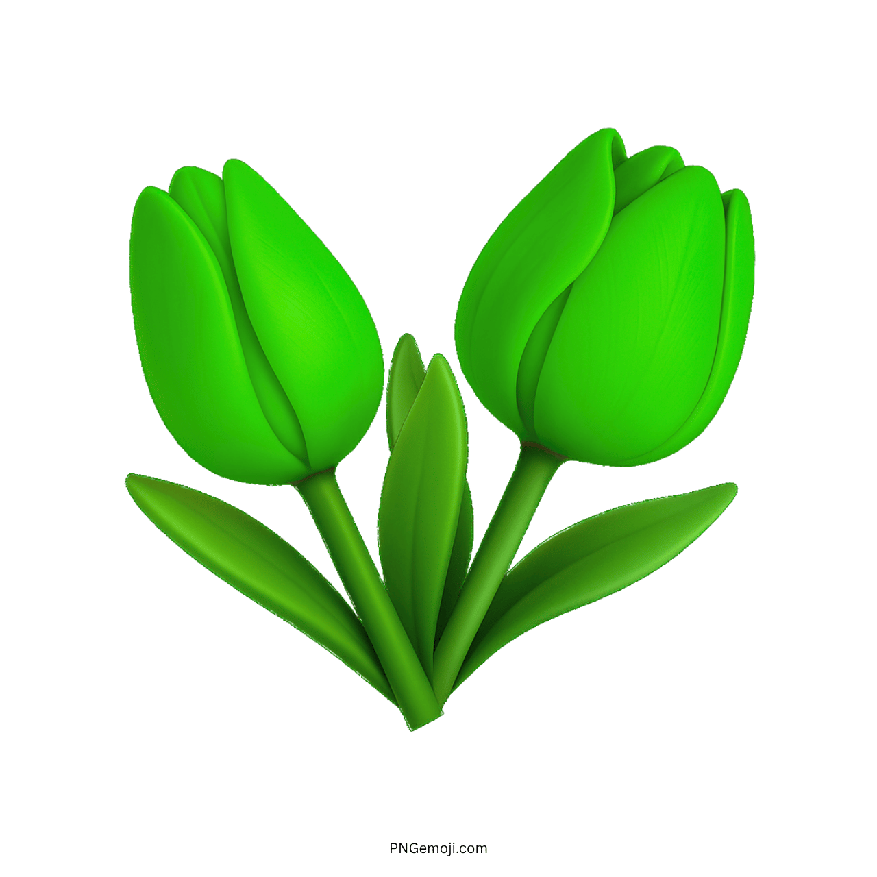 Green tulip emoji with two flowers and green leaves.