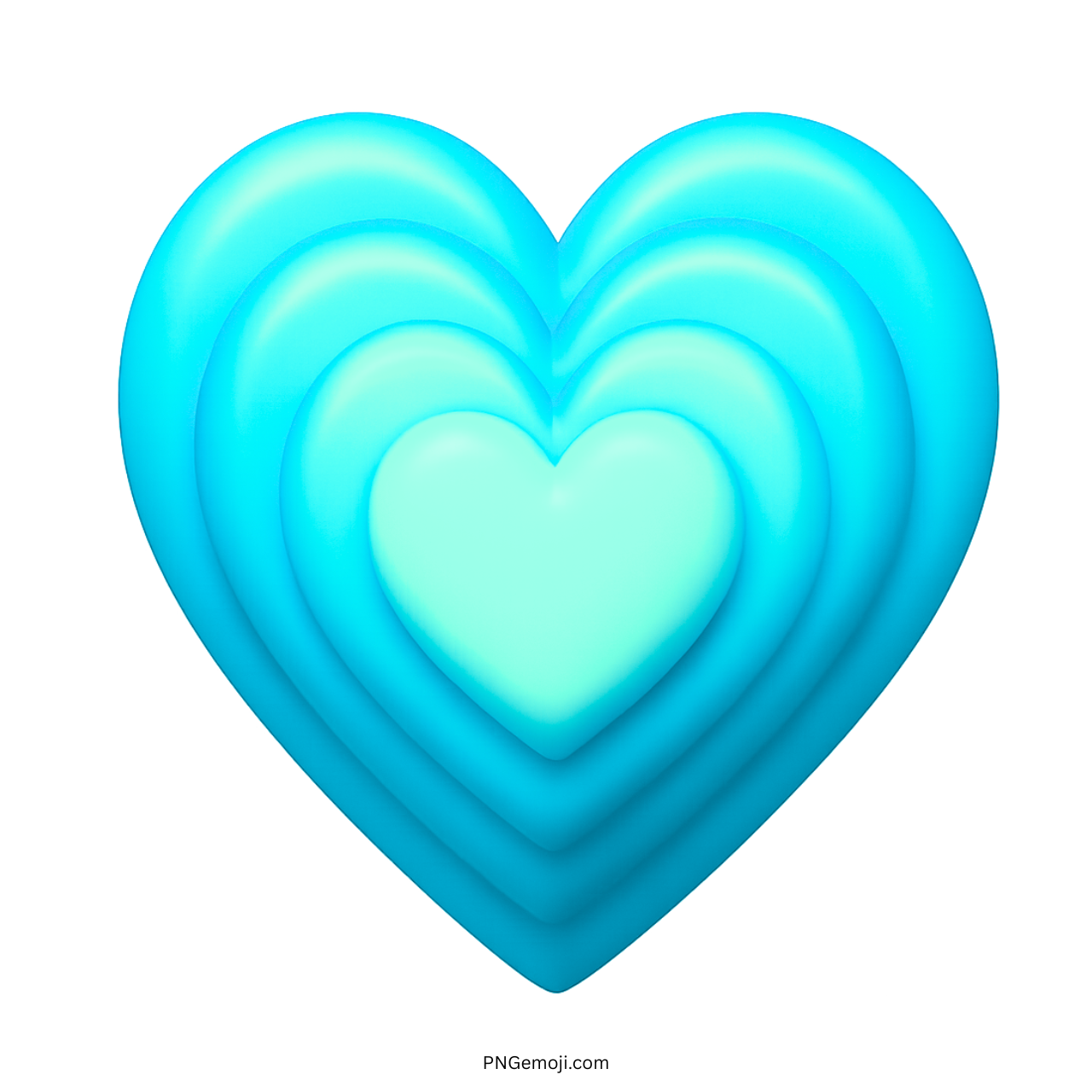 3D Growing Blue Heart Emoji with layered light blue hearts